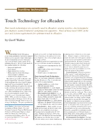 Touch Technology for Ereaders