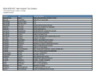2019-2020 ACT International Test Centers * Test Center Listing Is Subject to Change