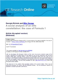 A Social Analysis of an Elite Constellation: the Case of Formula 1