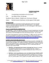 Berkeley Economic Dashboards and Demographic Profile Update