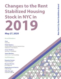 Changes to the Rent Stabilized Housing Stock in NYC in 2019