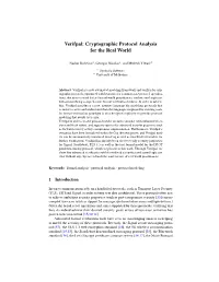 Cryptographic Protocol Analysis for the Real World