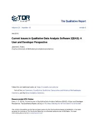 Current Issues in Qualitative Data Analysis Software (QDAS): a User and Developer Perspective