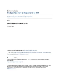 SAGP Fordham Program 2017