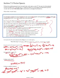 Section 7.1 Vector Spaces