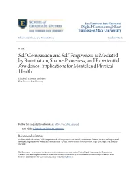 Self-Compassion and Self-Forgiveness As Mediated By