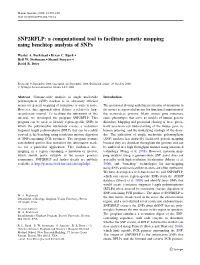 SNP2RFLP: a Computational Tool to Facilitate Genetic Mapping Using Benchtop Analysis of Snps