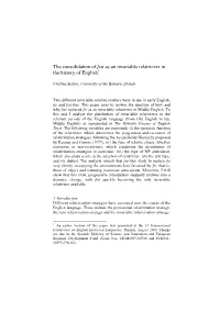 The Consolidation of Şat As an Invariable Relativizer in the History Of