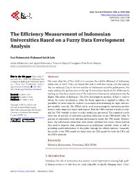 The Efficiency Measurement of Indonesian Universities Based on a Fuzzy Data Envelopment Analysis