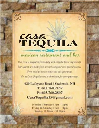 603.760.2157 F: 603.760.2807 Casatequilla15@Gmail.Com