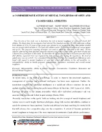 A Comprehensive Study of Mental Toughness of Open And