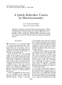 A Quick Refresher Course Macroeconomics