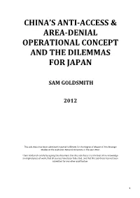 China's Anti-Access & Area-Denial Operational