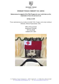 Consultation Submission: Pilot Program to Ease Restrictions on the Importation of Kava for Personal