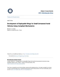 Development of Deployable Wings for Small Unmanned Aerial Vehicles Using Compliant Mechanisms