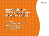 Introduction to JSON (Javascript Object Notation)