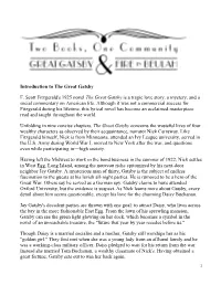 Introduction to the Great Gatsby F. Scott Fitzgerald's 1925 Novel The
