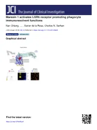 Maresin 1 Activates LGR6 Receptor Promoting Phagocyte Immunoresolvent Functions