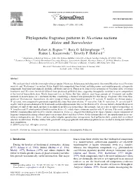 Phylogenetic Fragrance Patterns in Nicotiana Sections Alatae and Suaveolentes