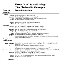 Three Levels of Questions (Cinderella)