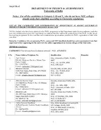 Arijit Mcaf DEPARTMENT of PHYSICS & ASTROPHYSICS