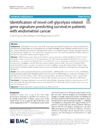 Identification of Novel Cell Glycolysis Related Gene Signature Predicting
