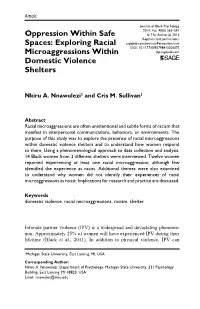 Oppression Within Safe Spaces: Exploring Racial Microaggressions Within Domestic Violence Shelters