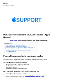 Pair an Xbox Controller to Your Apple Device – Apple Support