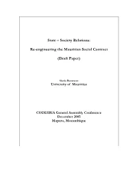 Re-Engineering the M Auritian Social Contract