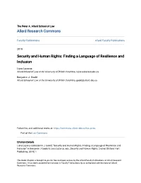 Security and Human Rights: Finding a Language of Resilience and Inclusion