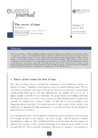 The Arrow of Time Volume 7 Paul Davies Summer 2014 Beyond Center for Fundamental Concepts in Science, Arizona State University, Journal Homepage P.O