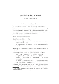 1. Topological Vector Spaces