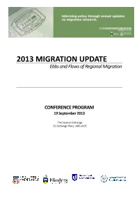 2013 MIGRATION UPDATE Ebbs and Flows of Regional Migration