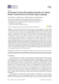 A Dynamic Gesture Recognition Interface for Smart Home Control Based on Croatian Sign Language