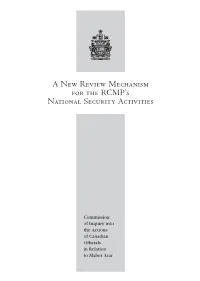 A New Review Mechanism for the RCMP's