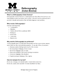 Defecography (Colon Enema)
