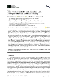 Framework of an Iot-Based Industrial Data Management for Smart Manufacturing