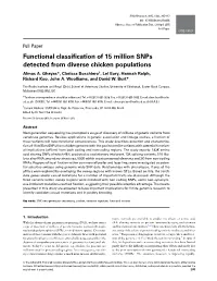 Functional Classification of 15 Million Snps Detected from Diverse
