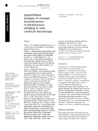 Quantitative Analysis of Corneal Microstructure in Keratoconus KH Weed Et Al 615