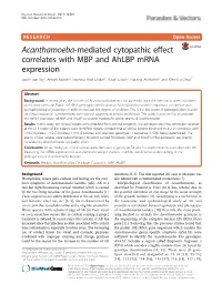 Acanthamoeba-Mediated Cytopathic Effect Correlates with MBP And