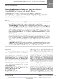 Contrasting Expression Patterns of Histone Mrna and Microrna 760 in Patients with Gastric Cancer