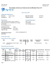Description of Services Ordered and Certification Form 471 FCC Form