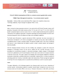 Evolving Role of Defence Psus In