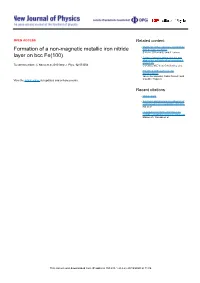 Formation of a Non-Magnetic Metallic Iron Nitride Layer on Bcc Fe(100)