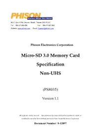 Micro-SD 3.0 Memory Card Specification Non-UHS