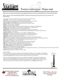 Product Instructions - Please Read Page 1
