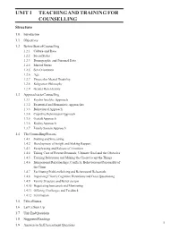 Unit 1 Teaching and Training for Counselling