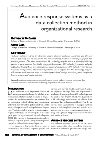 Audience Response Systems As a Data Collection Method in Organizational Research
