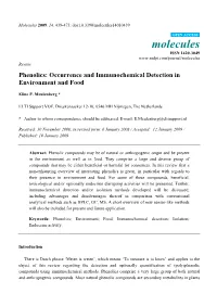 Phenolics: Occurrence and Immunochemical Detection in Environment and Food