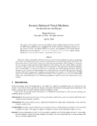 Security Enhanced Virtual Machines an Introduction and Recipe
